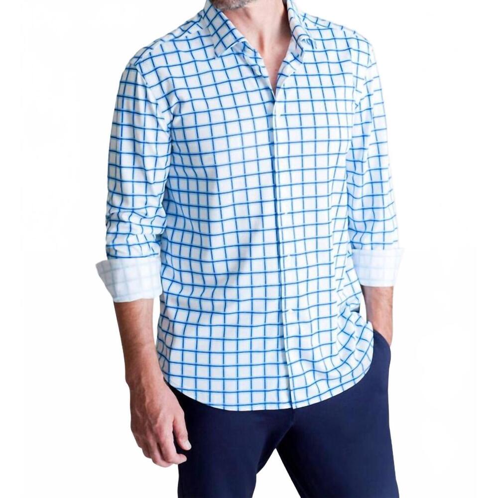 NEW BUKI boswell tech button down shirt shirt in blue
